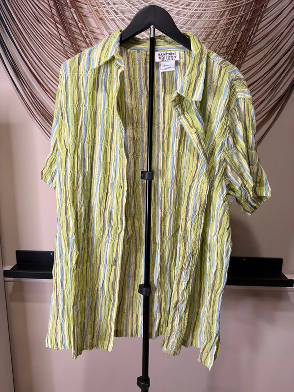 3 for $9 Main Street blues tunic button up shirt L 3185